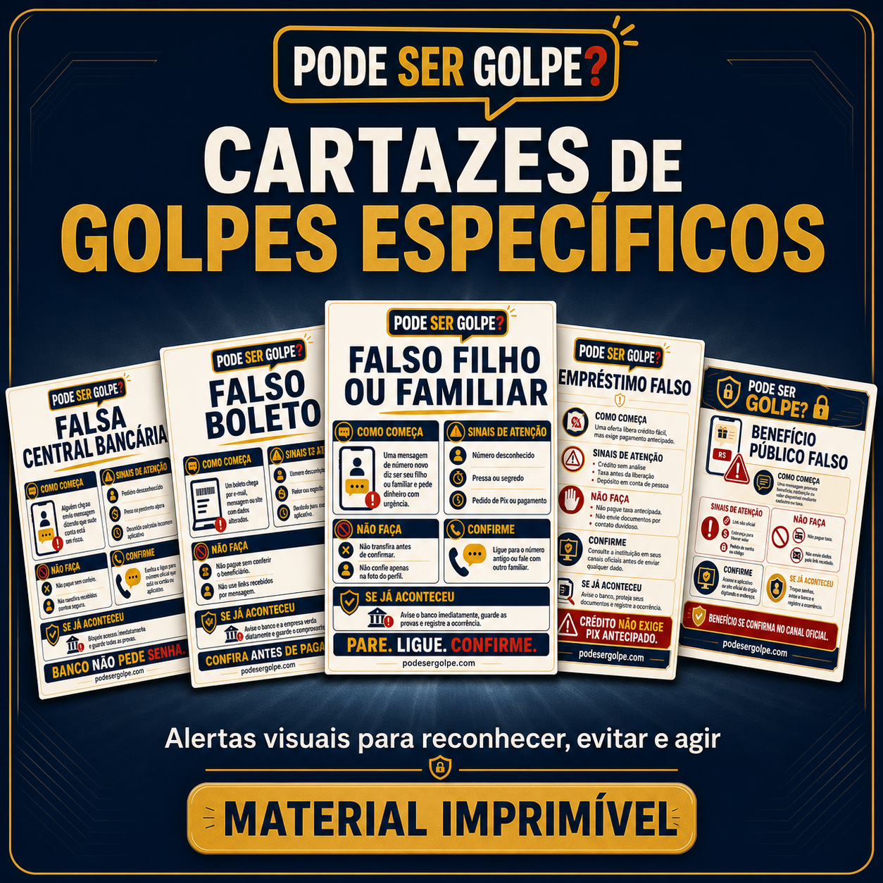 Capa do material Cartazes de Golpes Específicos
